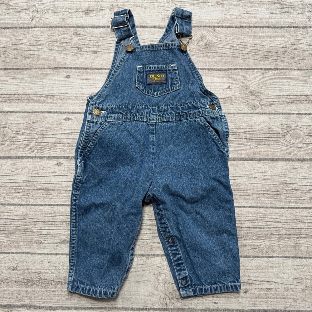 Vintage OshKosh Bgosh Bib Overalls Baby 18M Blue Denim Indigo Wash Cotton Canada